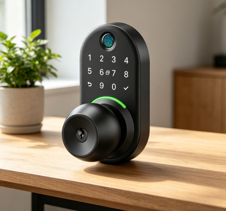 Keypad Smart Door Lock with Knob, Fingerprint Electronic Knob, Remote Passcodes, Easy Install for Front Door